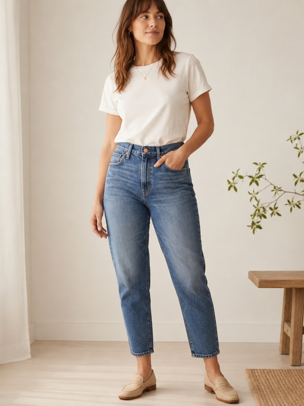 Madewell The Momjean Downey Wash Jeans 29 High Rise Tapered 100% Cotton